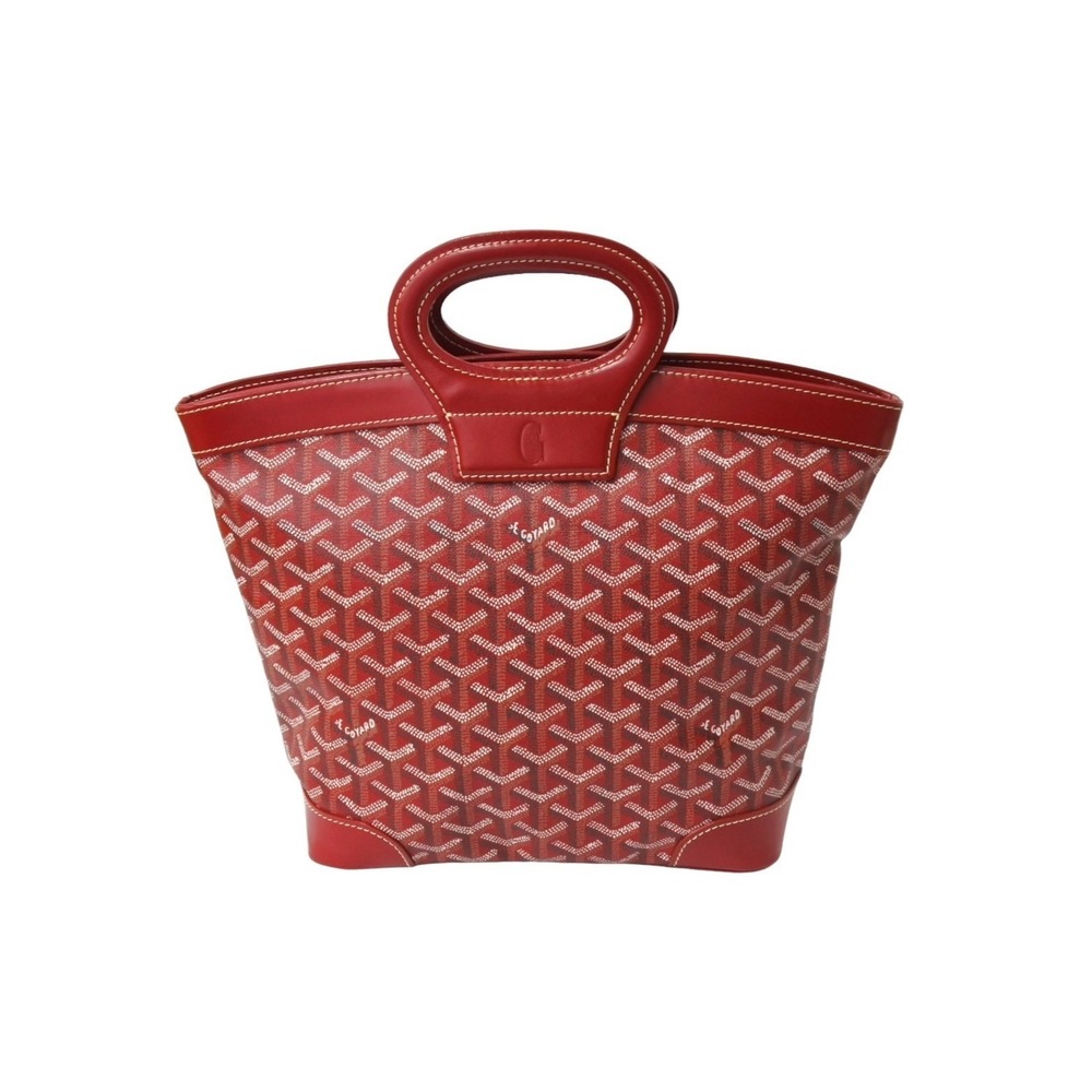 GOYARD Beluga handbag red leather coated canvas